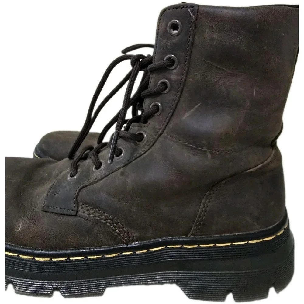 Dr Martens Combs Leather Casual Boots Crazy Horse Brown Mens Size 8 Womens 9